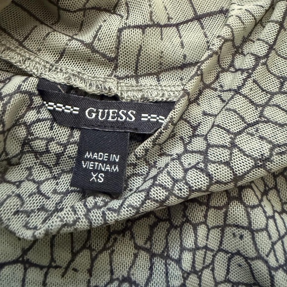 Guess crocodile print long sleeve sheer top - Picture 2 of 2
